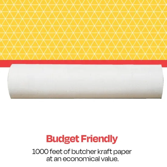 School Smart Butcher Kraft Paper Roll, Uncoated, 40 lbs, 18 Inches x 1000 Feet, White {6}