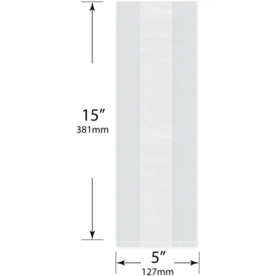 Plymor 5" x 3" x 15" (Pack of 100), 2 Mil Gusseted Plastic Bags {3}