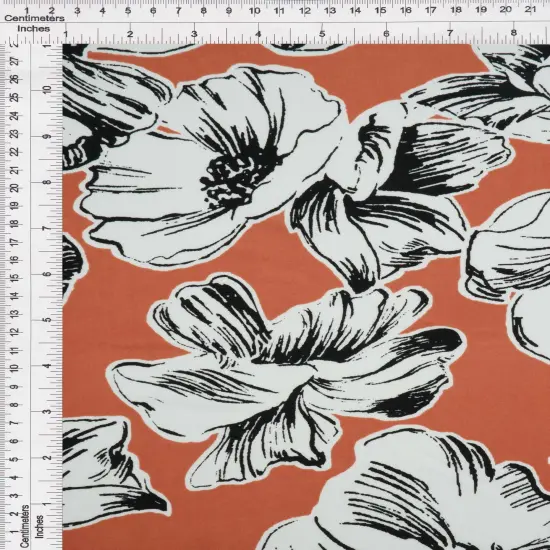 Big Floral Korean ITY Knit Fabric Soft Stretch Polyester Spandex 58/60&rdquo; Wide BROWN {4}