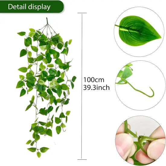 2pcs Artificial Hanging Plants Vines for Room Decor Fake Ivy Greenery Garlands for Patio Home Bedroom Wall Summer Decor {4}