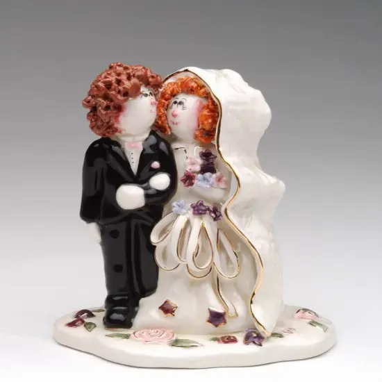 Ceramic Bride and Groom Wedding Cake Topper, Wedding Decor, Wedding Gift {3}