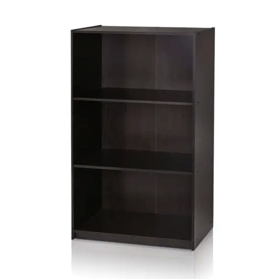 Modern Space-Saving 3-Shelf Bookcase with Adjustable Shelves for Living Room or Office Use Light Cherry {5}