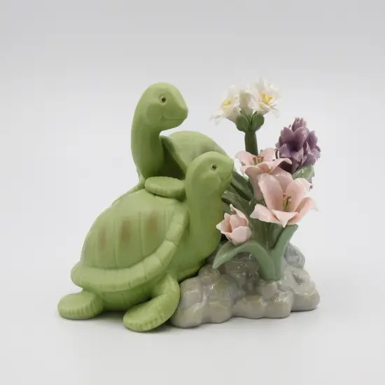 Ceramic Turtles with Flowers Figurine, Home Decor, Gift for Her, Gift for Mom {3}