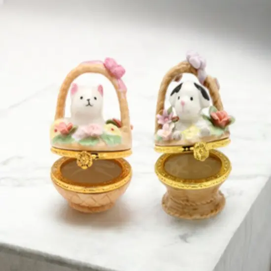 Ceramic Puppy and Kitten Hinge Boxes, Gift for Dog or Cat Lover, Home Decor, Pet Loss Gift {2}