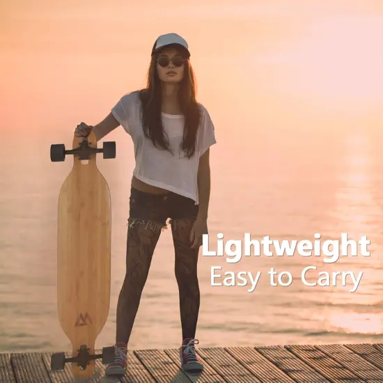 Magneto Longboards Bamboo Longboards, All-Round Durable, Flexible Longboard for Cruising, Carving, Free-Style, Downhill and Dancing, Bamboo Drop & Fiberglass Through Longboard, 42&rdquo; x 9&rdquo; Brown {6}