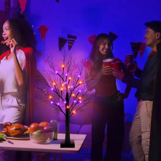 24 Inch Halloween Tree with 24 Orange & Purple Lights {5}