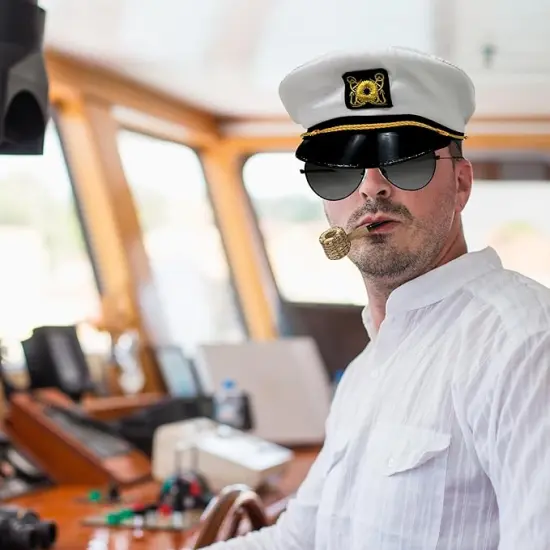4E's Novelty Yacht Captain Hat Costume Accessories Set with Adjustable Hat, Aviator Sunglasses & Fake Pipe &ndash; Sailor Outfit Accessories for Adults, Men & Women &ndash; Nautical Party & Halloween Dress Up {4}