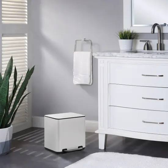 6 Liter(1.58 Gallon) Small Trash Can with Plastic Inner Buckets White {5}