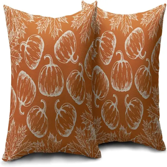 Set of 2 Pumpkin Fall Pillow Covers 18x18(Burnt Orange) {2}
