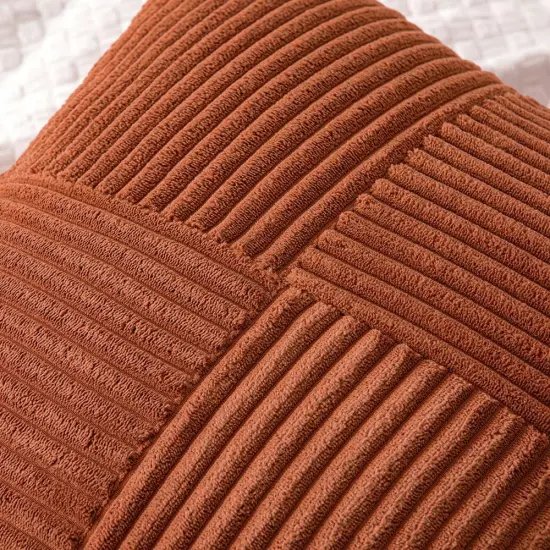 Pack of 2 Dark Rust Corduroy Pillow Covers 18x18 inch {2}