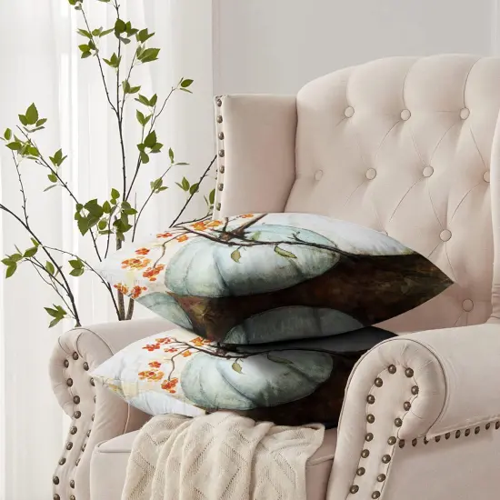 Set of 2 Blue Gray Pumpkin Throw Pillow Cover 18x18 Inches {5}