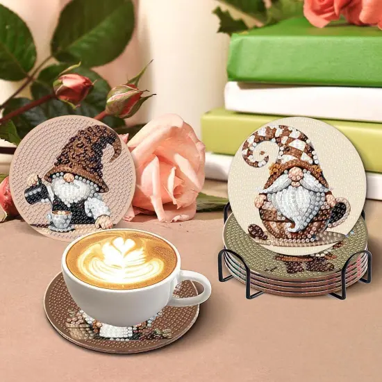 Gnome Coffee Diamond Painting Coasters Kits for Adults {2}