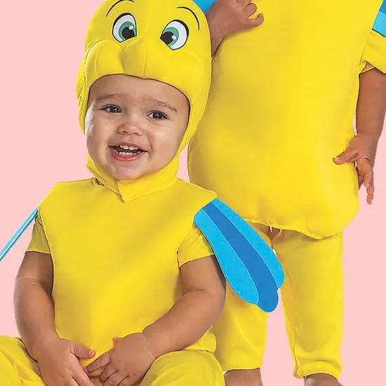 Baby Little Mermaid Flounder Toddler Costume Yellow Jumpsuit {3}