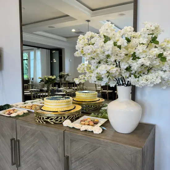 Jade White Cream Silk Cherry Blossom Flower Branches Set of 3 Pack 40'' Inches {3}