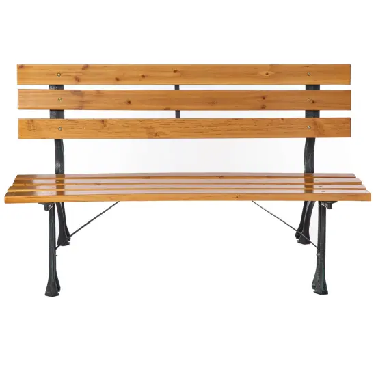 Gardenised Park Bench with Wooden Slats Seat and Backrest for 2 Persons Featuring Iron Frame and Legs - Perfect for Yard Patio Garden Balcony Deck Porch Playground and All Other Outdoor Spaces {1}