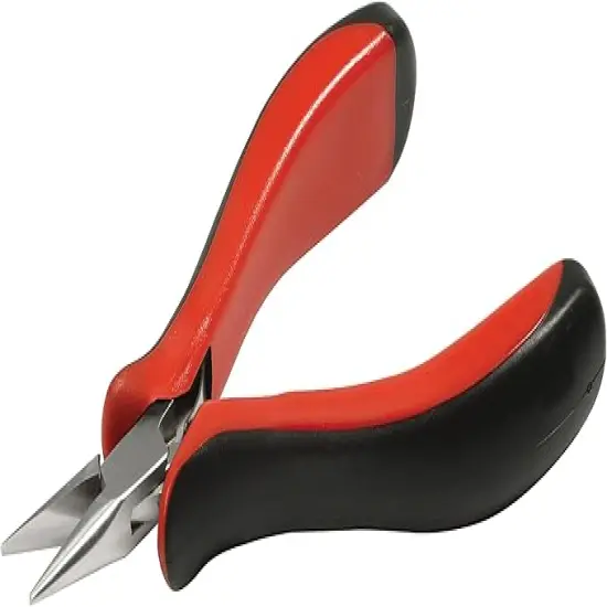 The Beadsmith Platinum Series German Chain Nose Pliers, with Polished Steel Head, red and Black Ergonomic Comfort Grip Handle with Double-Leaf Spring, Tool for Jewelry Making {1}