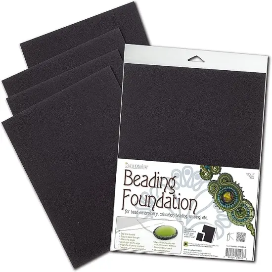 The Beadsmith Beading Foundation &ndash; 8.5 x 11 inches &ndash; Black Fabric &ndash; 1 Sheet &ndash; Made in The USA &ndash; Stiff & Durable Material Used for Bead & Stitch Embroidery, cabochon Beading and Sewing {1}