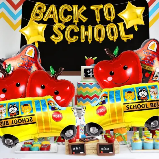 20Pcs Back to School Balloon, Welcome School Bus Foil Balloons {4}