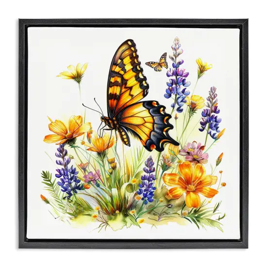 Stupell Industries Butterfly Wings Garden Floater Framed Canvas Wall Art Design by LSR Design Studio {1}