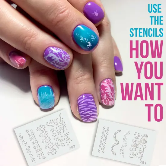 Airbrush Nail Stencils - Nail Art Stencils Series #11: 260 Unique Designs from 20 Individual Templates {3}