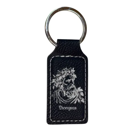 Keychain - Rectangle - Dionysus God of Wine - Leather Rustic/Gold {3}