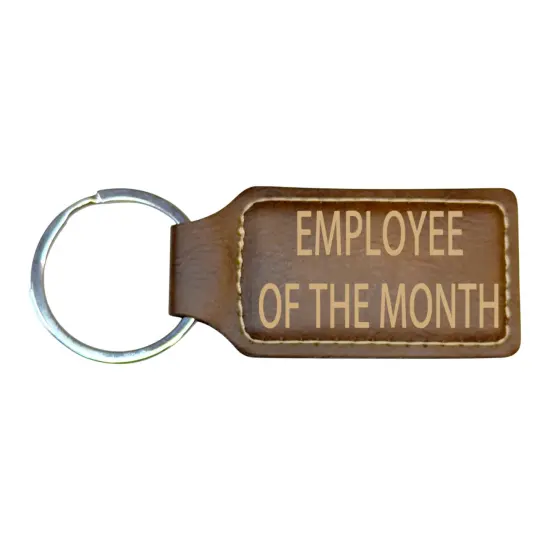 Keychain - Rectangle - Employee of the month - Leather Rustic/Gold {1}