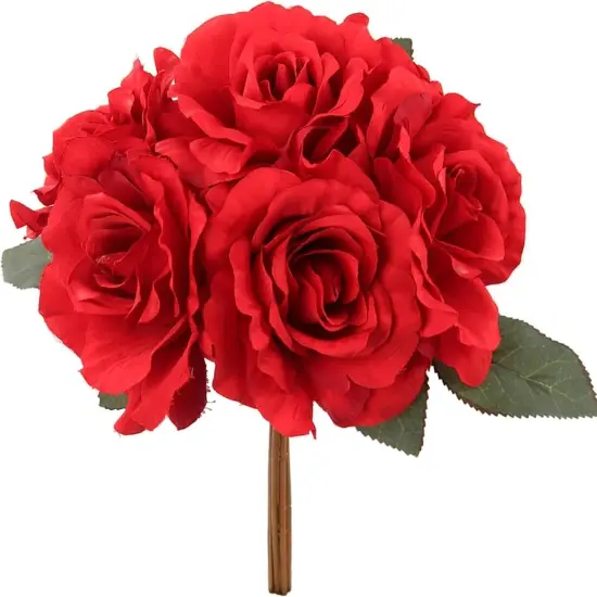 12-Pack: Red Rose Bouquet with 6 Silk Flowers & Foliage , Floral Home by Artificial Flowers {1}