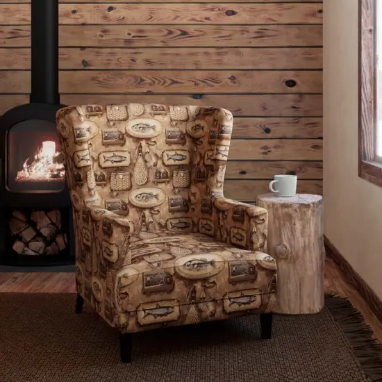 Big Catch - Brown Novelty Upholstery Fabric 54 Inches" {2}