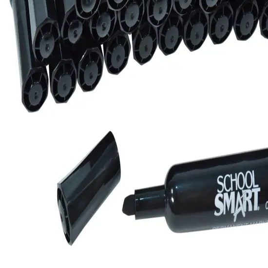 School Smart Nontoxic Permanent Markers, Chisel Tip, Black, Pack of 48 {6}