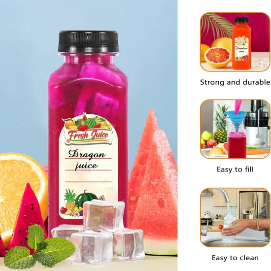 Plastic Juice Bottles with Caps 12 OZ, 45 Pcs {3}