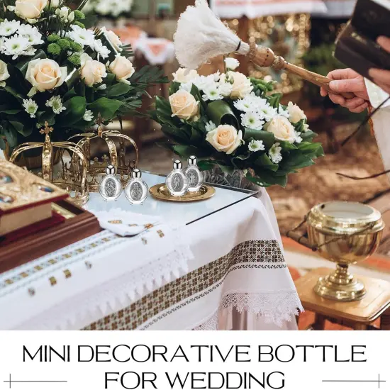 15 Pcs Glass Holy Water Bottles 0.5 Floz -Silver {5}