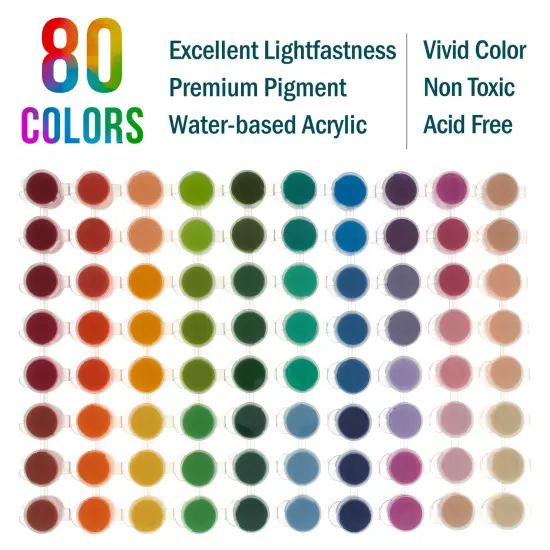 Professional 80 Color Set of Acrylic Paint Pot Set - 3.68mL Pots - Rich Vivid Colors for Artists, Students, Beginners - Canvas Portrait Paintings {2}