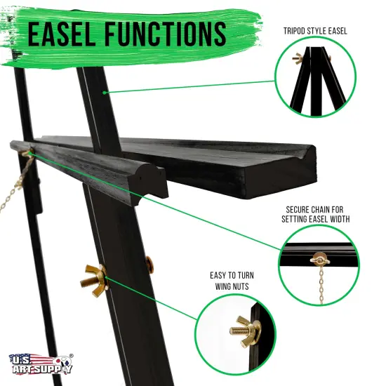 64" Black Wooden Easel Stand - Adjustable A-Frame Tripod for Painting, Drawing, Photos & Signs - Lightweight Easels, Wood Easel Stand for Sign Wedding Display 40" Canvas Capacity {3}