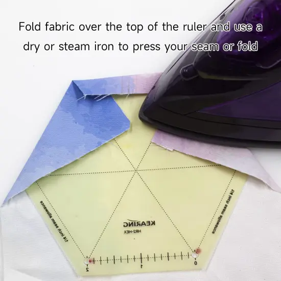 Kearing&reg; 5 Piece Hot Hem Ruler Template Set for Sewing, Patented Heat Resistant Non-Slip Hot Ironing Ruler 1/4&Prime; Seam Allowance and Marking Points, 2 Inches {5}