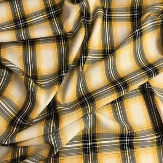 1 Yard Yellow Plaid Poly Poplin Fabric 58/59" Wide {1}