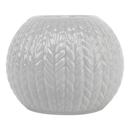 Northlight Ceramic Cable Knit Christmas Candle Holder - 3.75" - Gray {4}