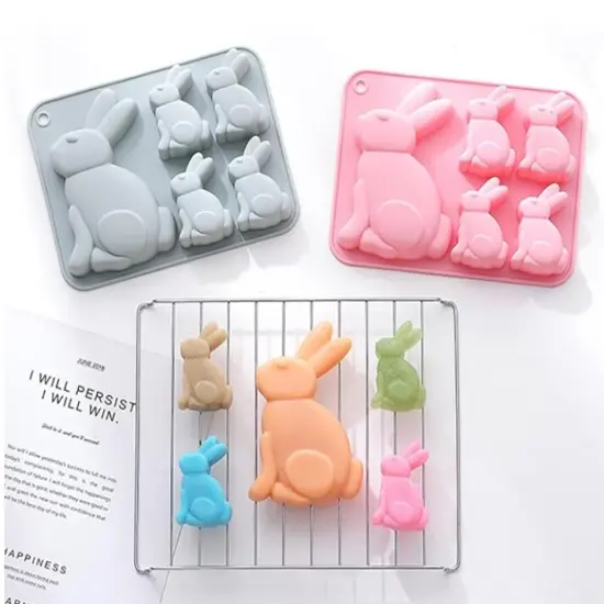 Easter Bunny Chocolate Molds Set, 3D Cute Easter Bunny Silicone Mold for Baking Easter Treats Chocolate, Cake, Jelly, Fudge, Pudding {2}