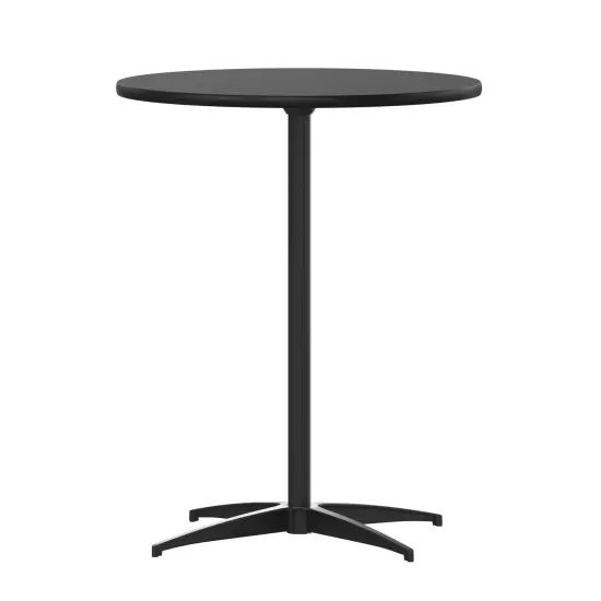Emma and Oliver 24" Round Wood Cocktail Table with 30" and 42" Columns Natural {8}
