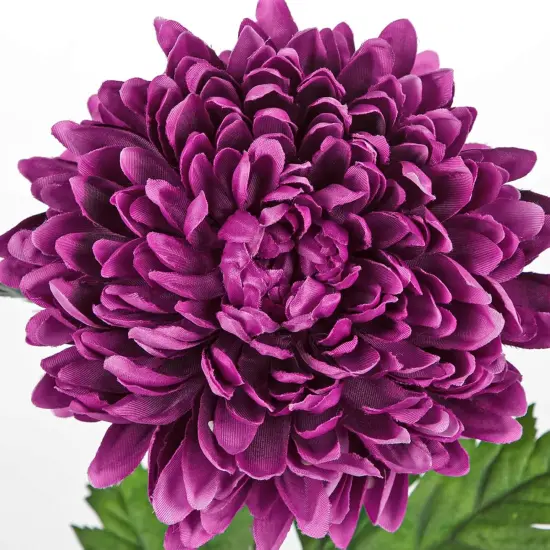 3Pcs Fake Mums Flowers Purple Artificial Chrysanthemum Flowers Silk Long Stem Floral Arrangements Bouquets Faux Spider Mum Flower Pincushion Flower Bush Spring Home Decor {3}