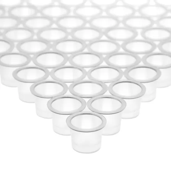 1000 Pack Disposable Tattoo Ink Caps, Pigment Cups for Microblading (14mm) Clear {5}