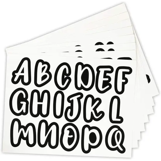 146 Piece Alphabet, Numbers, Punctuation White Cutout Letters for Bulletin Board, Classroom, Chalkboard, 3.2 Inch Black {4}