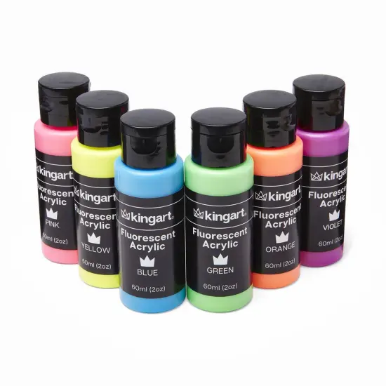 KINGART&reg; Acrylic Paint Set, 60ml, 6 Neon Colors {1}