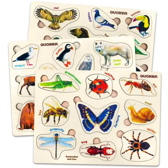 Wooden Real Puzzles for Toddlers | Insects, Arctic Animals {1}
