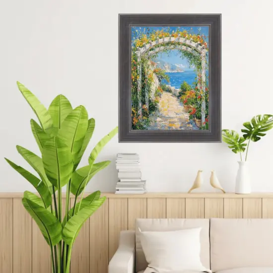 Silver Gunmetal Pewter Scoop Picture Frame 28x28 frame {6}