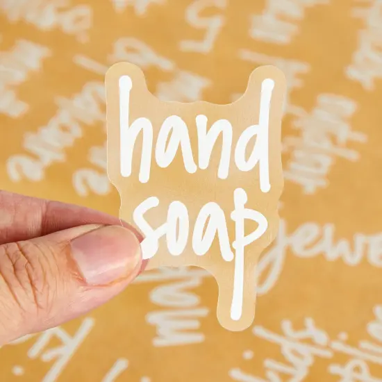 Talented Kitchen 192 Preprinted Bathroom Labels for Containers - White Script Stickers for Organizer Bins, Bath, Beauty Canisters, and Makeup Storage Organization (Water Resistant) {6}