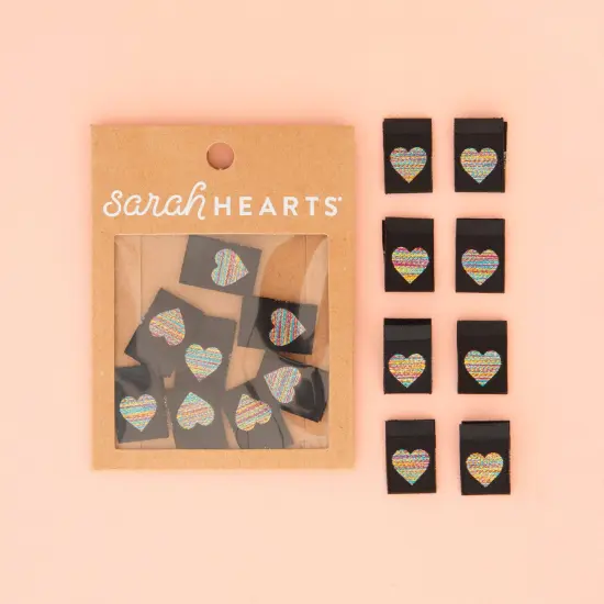 Metallic Rainbow Heart Woven Sewing and Quilting Labels {1}