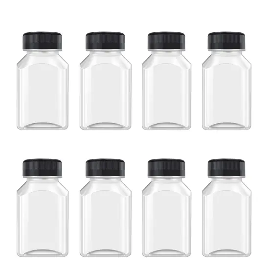 8 Pcs 4 Oz Juice Bottles Plastic Ginger Shot Bottles {1}