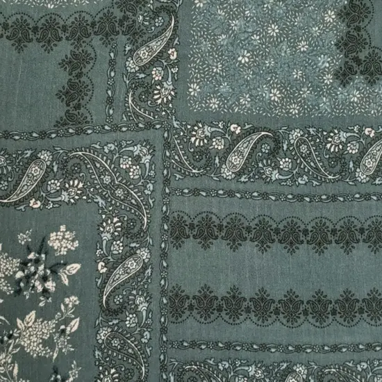 1 Yard 100% Rayon Crinkle Fabric Agave Green Lightweight 50/52" Wide Woven Crepon {2}