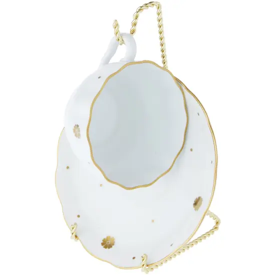 Bard's Twisted Gold-toned Cup and Saucer Stand, 6.5" H x 2.5" W x 3.25" D {5}