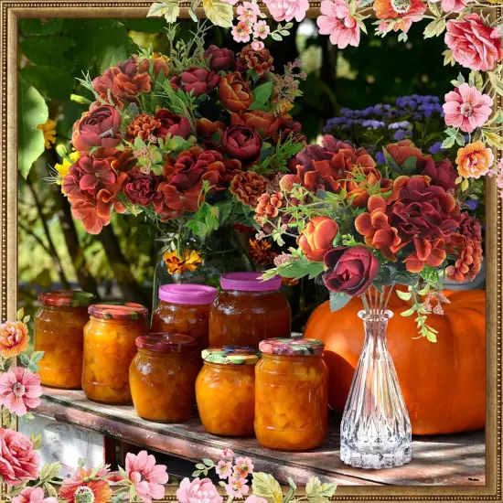 Fall Artificial Flowers Fake Silk Roses Bouquets Realistic Flower {4}